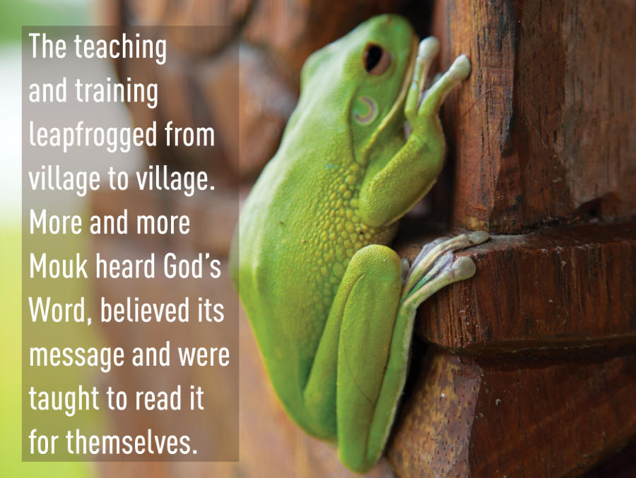The teaching and training leapfrogged from village to village. More and more Mouk heard God’s Word, believed its message and were taught to read it for themselves.