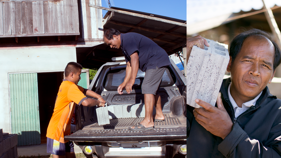 Each time Dee (right) goes to Sandy Creek, he brings more bricks to expand the now-too-small building. 