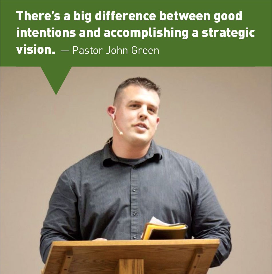 There's a big difference between good intentions and accomplishing a strategic vision. - Pastor John Green