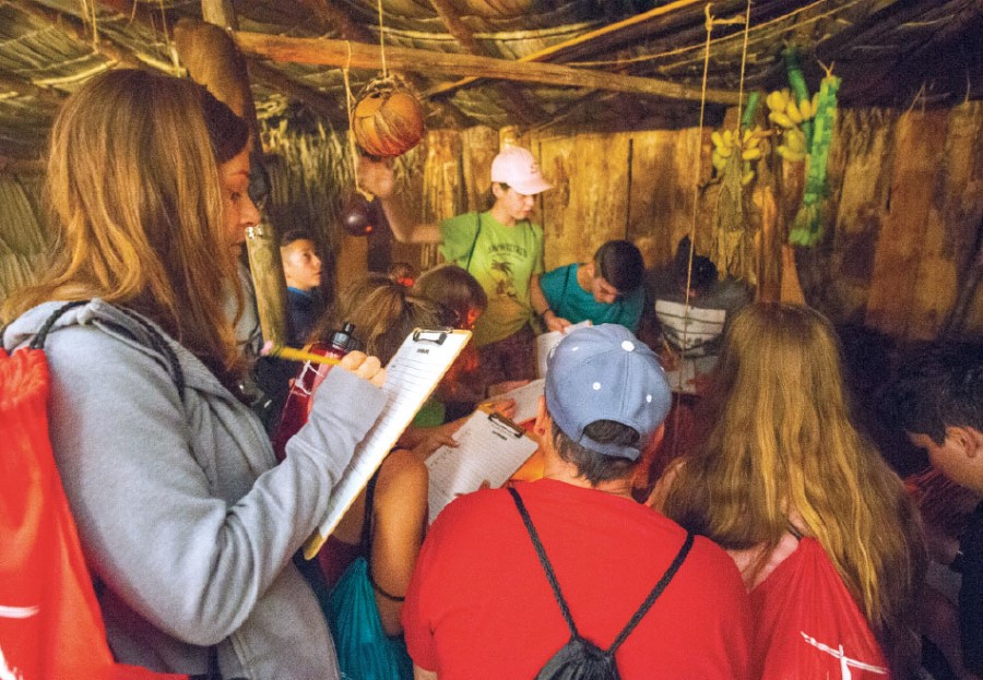 Students at Wayumi Expedition try their hand at learning an unwritten language